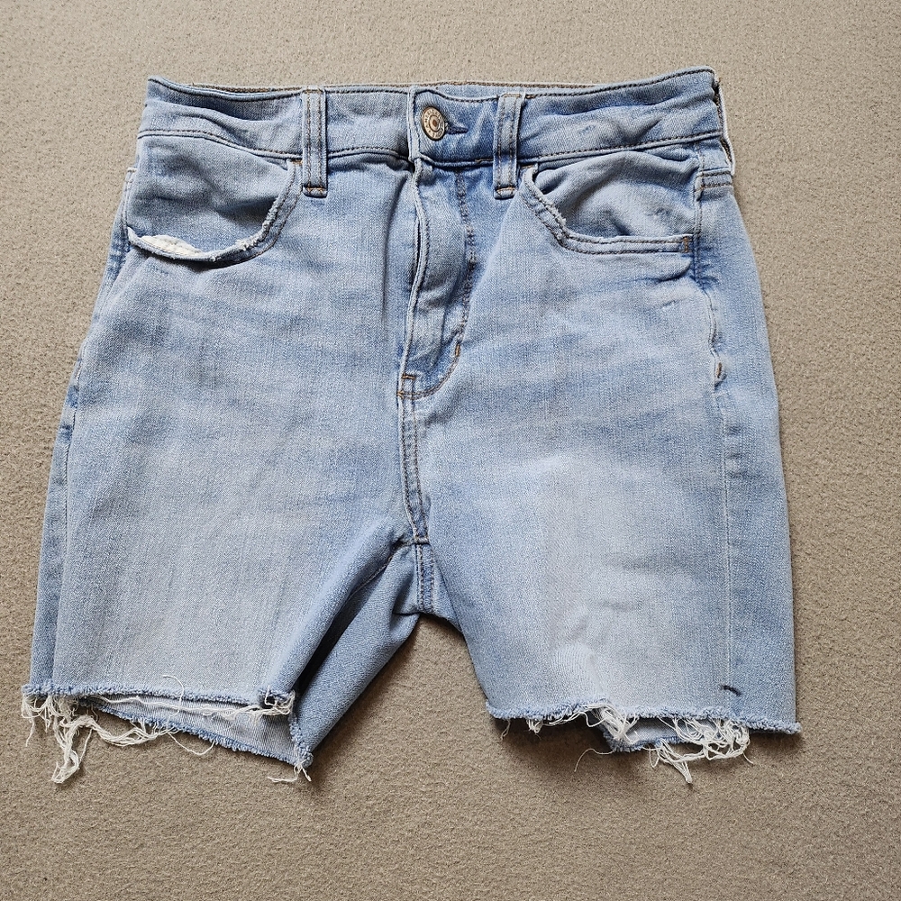 American Eagle Super Stretch Skinny Bermuda style shorts cut offs Sz 2 Hi Rise